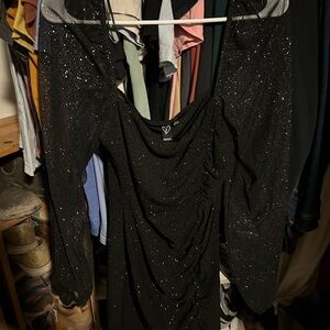 Windsor Black Sparkle Long Sleeve Dress